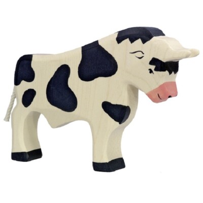 Holztiger 80000 Stier schwarz 18 cm Holzfiguren Serie Farmland