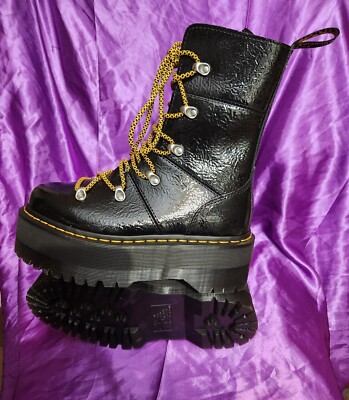 Dr. Martens Women's Ghilana Max Distressed Patent Leather Platform Boots, US 7