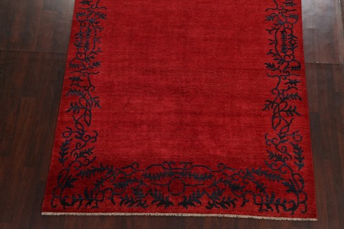 RED/ NAVY BLUE Gabbeh Kashkoli Oriental Bordered Area Rug Hand-knotted Wool 6x10 - Picture 5 of 12
