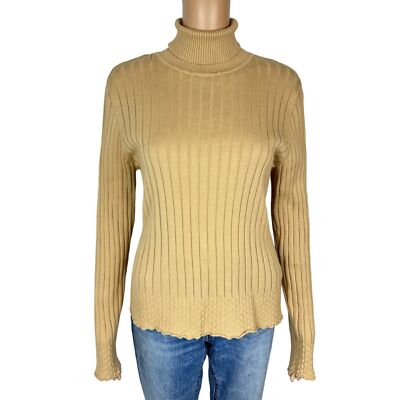 Caslon Women's Long Sleeve Turtle Neck Sweater Top Ribbed Size L