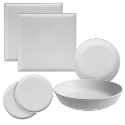 GALBIATI GESCHIRRSERVICE 2-SITZER 6-TEILIG PORZELLAN SILK GRAVIERT - TAHITI