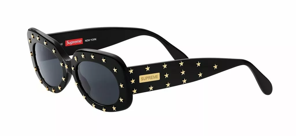 SUPREME ROYALE NOIRE avec LUNETTES DE SOLEIL ÉTOILES DORÉES PRINTEMPS ÉTÉ 2018 SS18. NEUF