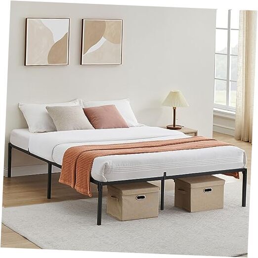 Queen Size Bed Frame, 14 inch Heavy Duty Metal Platform Queen Size Bed Base