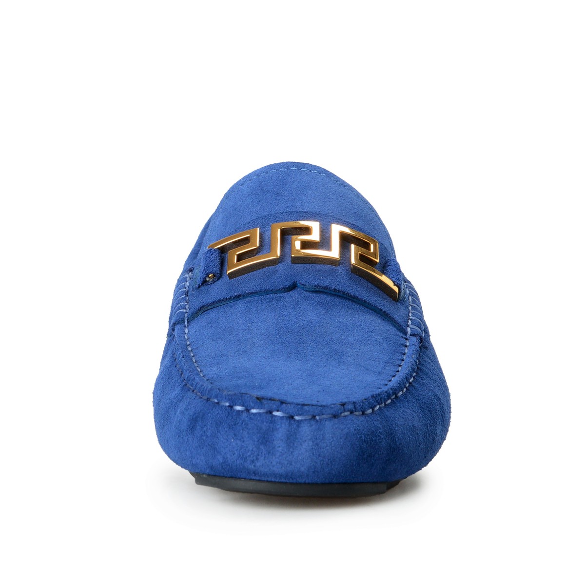 Versace Men's 100% Suede Leather Blue Driver Moccasin Slip
