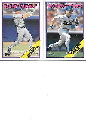 Steve Sax #305 & Mike Marshall #249 1988 Topps Baseball Cards lot of 2  Dodgers
