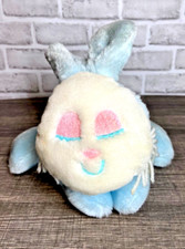 Vintage Eden Blue Bunny Sleeping Lying Rattle In Tail Plush Stuffed Animal