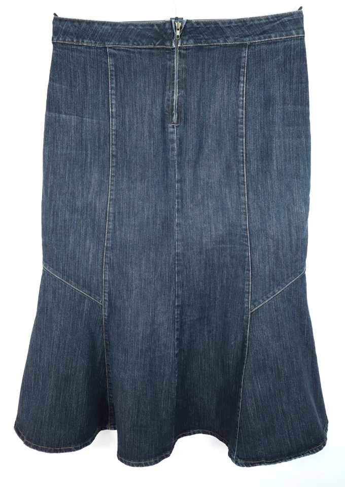 Maxi falda para mujer ASHLEY STEWART algodón elástico línea A lavado oscuro azul 16 Foto 2 de 4