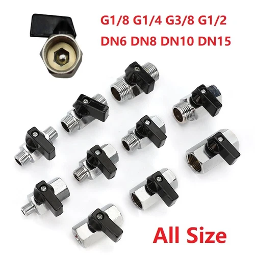 1/8 1/4 3/8 1/2 Brass Ball Valve Switch DN6 DN8 DN10 DN15 Shut Off Connector