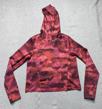 Athleta Pinnacle Hoodie Top Womens Small Pink Camo Running Performance Stretch