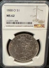 1888-O Morgan Silver Dollar NGC Graded MS62 NICE!