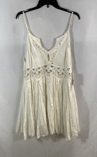 Free People Voile and Lace Trapeze Slip Mini Dress White Women's Sz M NWT