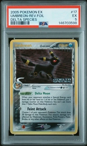 2005 Pokémon Ex Umbreon Reverse Foil Delta Species Stamped PSA 5 EX