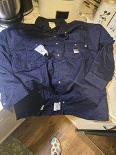 Carhartt FR Flame Resistant Cotton Work Shirt Navy XL NFPA 2112