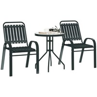 Outsunny Stackable Patio Bistro Set, 3 Pieces Garden Furniture Set, Grey
