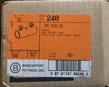 Box of 50 1/2 " EMT Set Screw Coupling Steel. Made In USA.