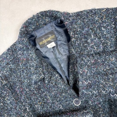 Vintage Requirements USA Tweed Jacket Women's Size 12 Blue Boucle Button Front