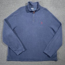Polo Ralph Lauren 1/4 Zip Sweater Men XXL Navy Blue Quarter Pullover Vintage 2XL