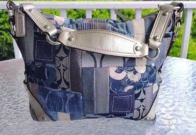 Coach Vintage MEDIUM F13720 Carly Denim Signature C/Leather/ Suede