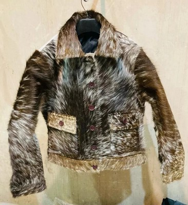 Genuine Cowhide Fur Leather Jacket Natural Hair-On Cow Skin Fashion Jacket, NEW