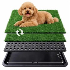 Dog Grass Pad with Tray,30x20 in Dogs Potty Tray with 2-Pack Upgraded Replace...