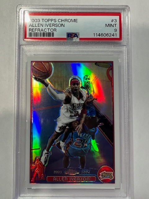 2003-04 Topps Chrome Allen Iverson Refractor #3 76ers PSA 9