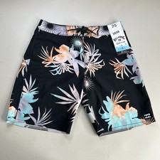 NWT Billabong Youth Boys Recycler Sunday Pro Board Shorts Black Floral - Size 25