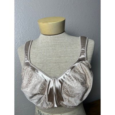 Bali Satin Tracings Bra 38DD Beige Jacquard Scroll Underwire