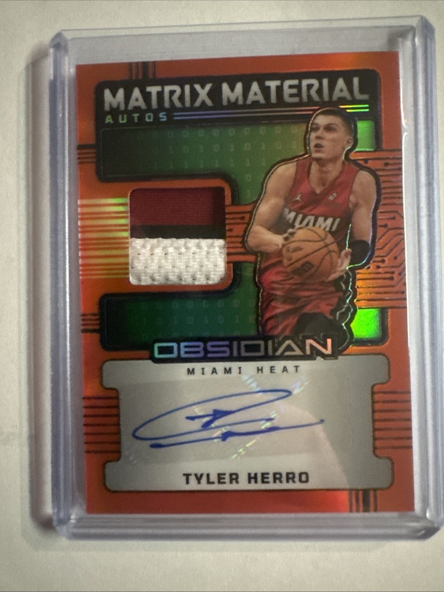 Tyler Herro 2024-25 Panini Obsidian Matrix Material Auto /75 Miami 