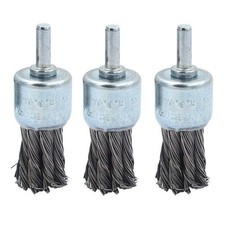 V 3 Packs 1 inch Twist Wire Knot Cup Brush with 1/4 inch Round Shank for Drill,