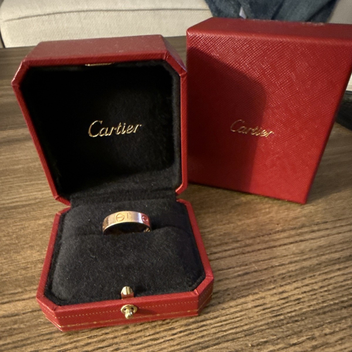 Cartier Love 18k Rose Gold Engraved Signed Band Ring Size 62 5.5mm