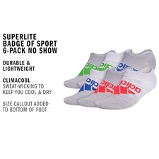 adidas Kids Superlite No Show Socks for Boys Girls 6 Pairs Lightweight