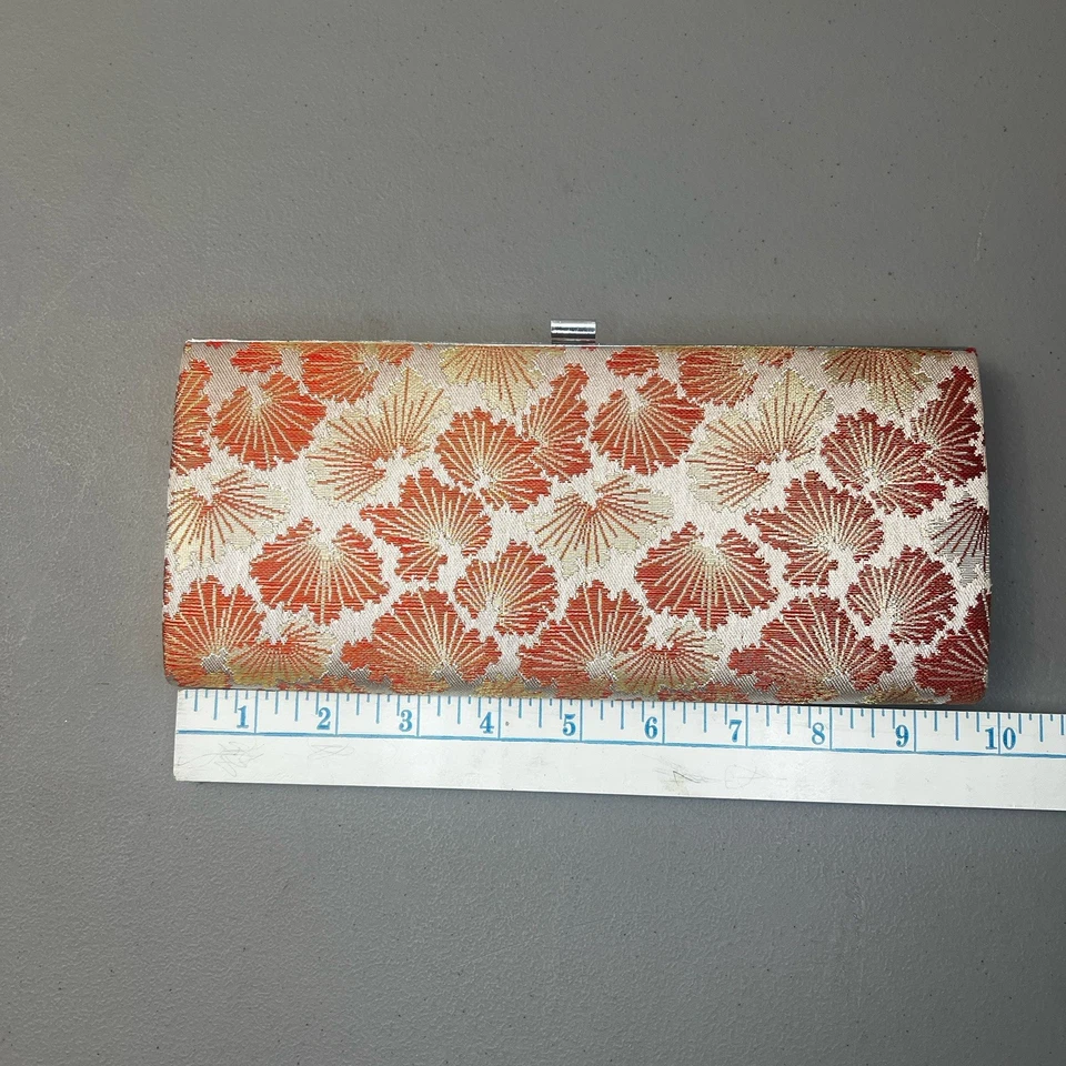 Bolso sin asas vintage años 90 único en su tipo estilo kimono japonés naranja y beige hecho a mano Foto 2 de 4