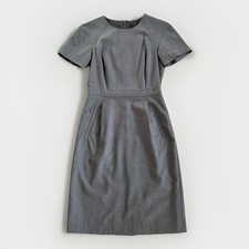 J Crew Wool Sheath Dress Grey Short-Sleeve Size 2T TALL Office Careerwear