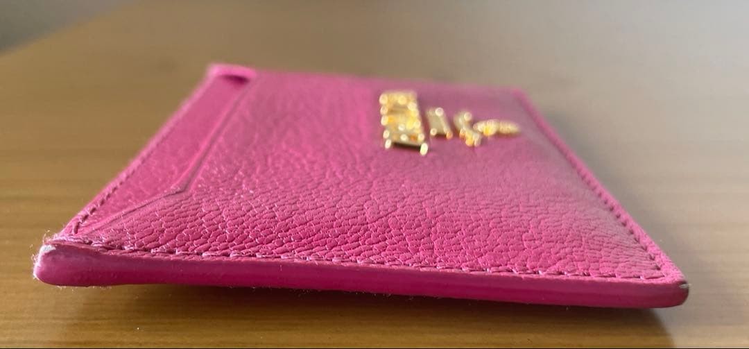 Prada Pink Goat Leather Card Holder with Logo and 3 Card Slots thumbnail 6