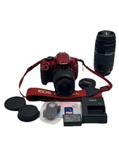 Canon EOS Rebel T5 Digital Camera with EF-S 18-55mm, 75-300mm Lens, Chrg, - Red