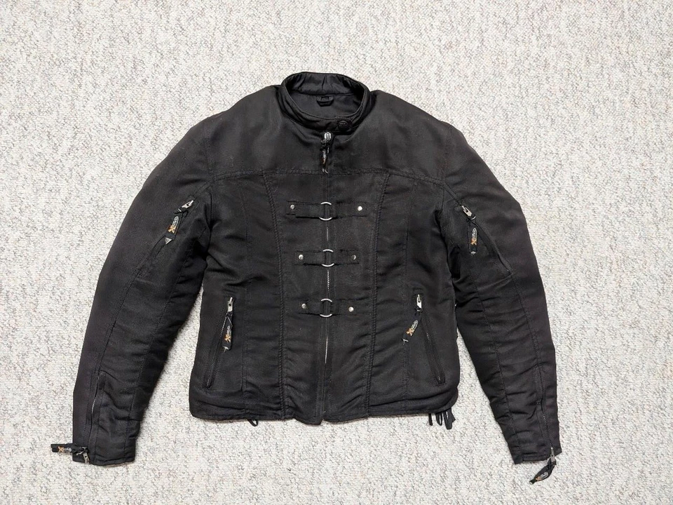 vintage Y2K motorcycle PADDED racing 36 black XS straight jacket costume tripp - Image 2 of 4