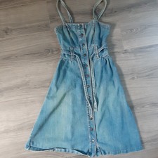Joni Blair of California Vintage Denim Midi Dress Blue Button Front Belted Sz3