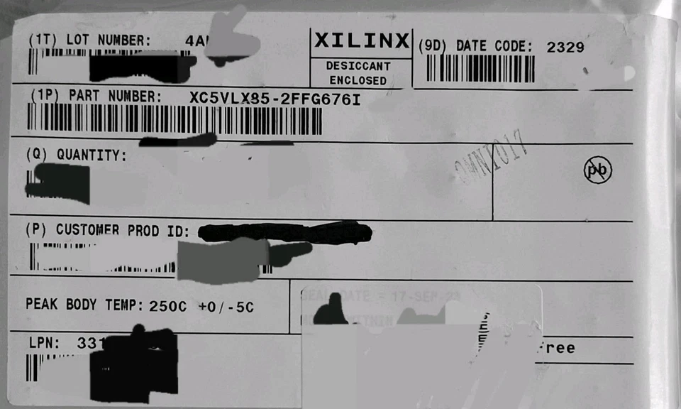 XILINX XC5VLX85-FFG676 Virtex-5 FPGA(29 pcs)NEW,Perfect Cond.SealD 09.23.EOL/NOS - Image 2 of 4