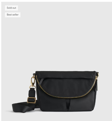 NWT QUINCE REVIVE NYLON FOLDOVER CROSSBODY BLACK MSRP $70 SHOULDER BAG SOLD OUT