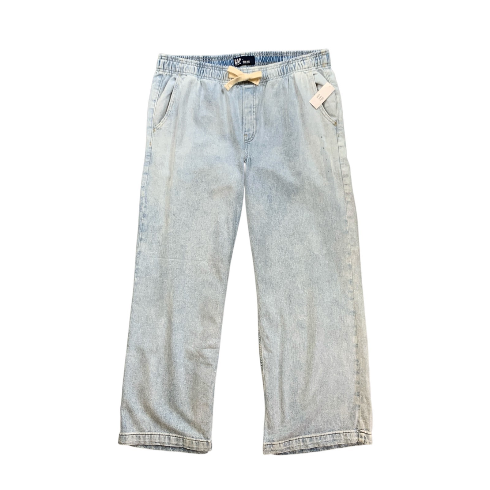 Womens L Large Blue High Rise Pull On Wide Leg Drawstring Po