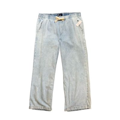 #ad Gap Denim Jeans Womens L Large Blue High Rise Pull On Wide Leg Drawstring Pocket $24.94