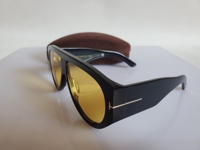 TOM FORD TF1044 BRONSON OVERSIZED AVIATOR SUNGLASSES 60MM BLACK YELLOW LENS