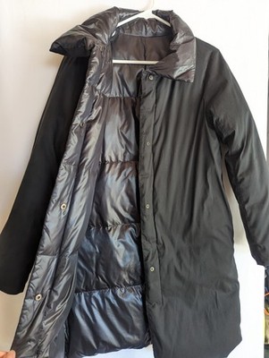 Nwot DKNY Small REVERSIBLE GOOSE DOWN Insulated Black Puffer Jacket Coat Parka