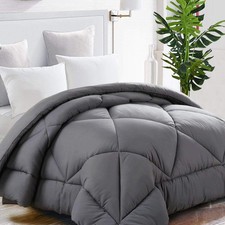 All Season Queen Comforter Quilted Down Alternative Duvet Grey 88x88 Inch