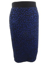 Michael Michael Kors Women's Petite Animal-Print Knit Skirt PL, Black/Twilight 