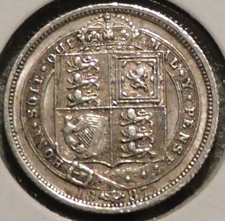 大英帝国 1887 6pence銀貨 AU58 6 pence 1887-1893 (Silver