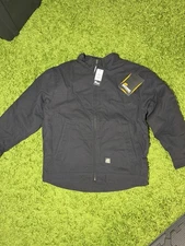 Berne Jacket Mens Large Black Workwear Full Zip Cotton Canvas Utility Pockets