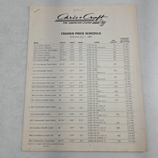 Vintage Chris Craft Cruiser Price Schedule July 1 1984 Motor Yacht Commander