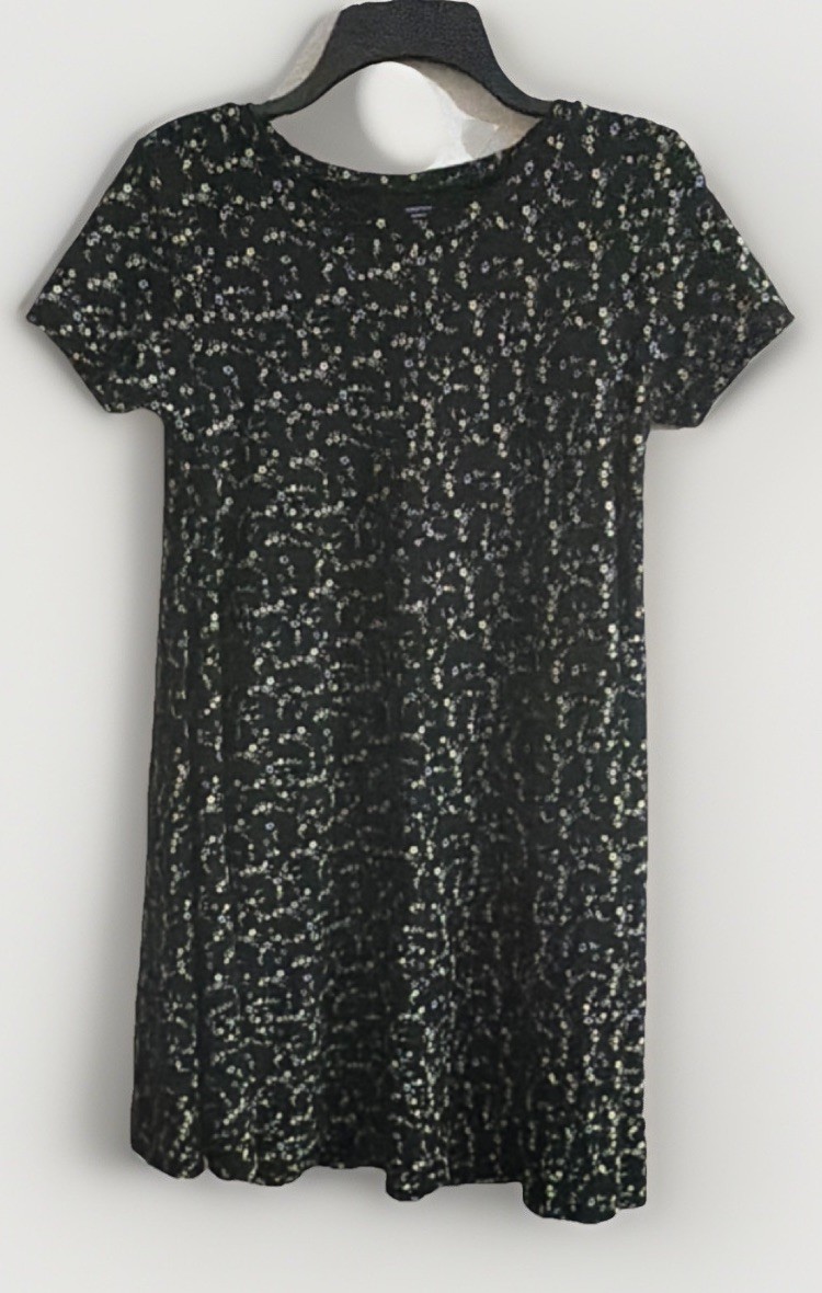Nordstrom Black White Abstract A-Line Dress Crew Neck Short Sleeve XL NO485408BG