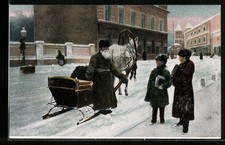 Russicher Pferdeschlitten, Ansichtskarte 